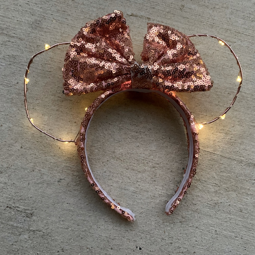 Rose Gold Sequin Light Up Disney Ears